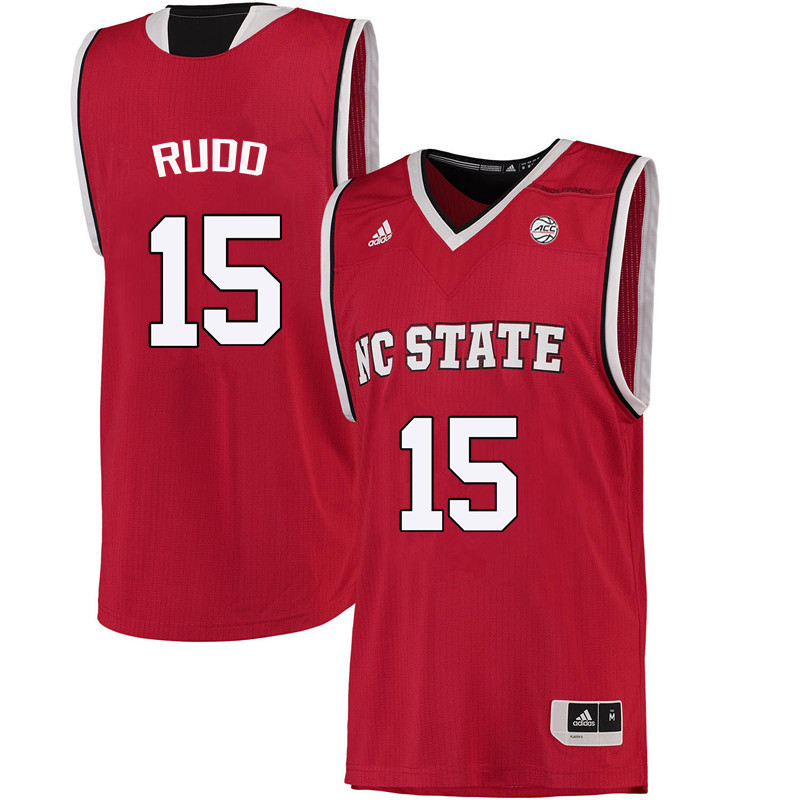 Men NC State Wolfpack #15 Lucky Rudd College Basketball Jerseys-Red